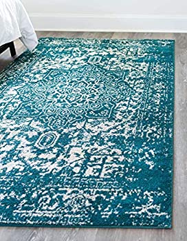 【中古】【インポート品・未当て嵌める】Unique Loom Richmond Collection Medallion Overdyed Oriental Transitional Turquoise Area Rug (3\u0027 3 x 5\u0027 3) 141［並行輸入］