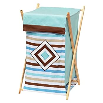 【中古】【インポート品・未当て嵌める】Bacati Diamonds and Stripes Aqua and Chocolate Hamper by Bacati