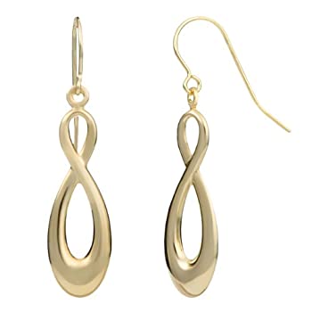 【中古】【輸入品・未使用】Kooljewelry 14Kイエローゴールド 高光沢 インフィニティ ドロップイヤリング｜スカイマーケットプラス