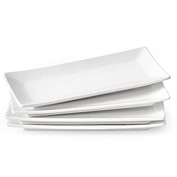 【中古】【輸入品・未使用】(25cm%ｶﾝﾏ% White) - Lifver 25cm Porcelain Serving Platter/Rectangular Plates%ｶﾝﾏ% Natural White%ｶﾝﾏ% Set of 4