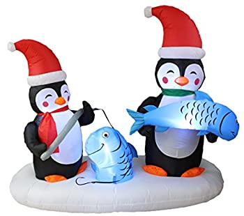 【中古】【インポート品・未当て嵌める】BZB Goods 6フート 点火装置付き添い人 クリスマス インフレータブル ペンギン2本入り口・入口 ハッピーフィッシングパーティー LED点火装置 室外 屋内 公休日 デコ