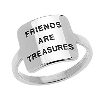 【中古】【輸入品・未使用】ハイポリッシュステンレススチール Friends are Treasures 友情リング レディース 友情ジュエリー