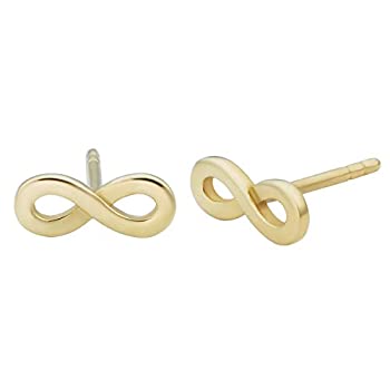 【中古】【輸入品・未使用】Kooljewelry 14Kイエローゴールド 光沢仕上げ インフィニティ スタッドピアス｜スカイマーケットプラス