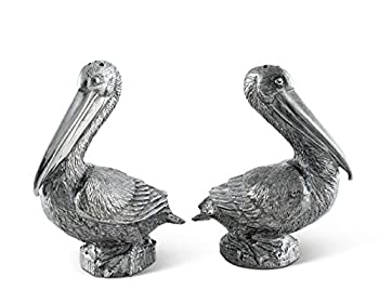 【中古】【輸入品・未使用】Vagabond House ピューター ペリカン ソルト&ペッパーシェイカーセット ペア 高さ4.5インチ