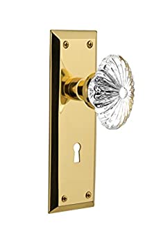 【中古】【輸入品・未使用】Nostalgic Warehouse新しいYorkプレートwith KeyholeオーバルFlutedクリスタルガラスノブ Double Dummy 702823 1