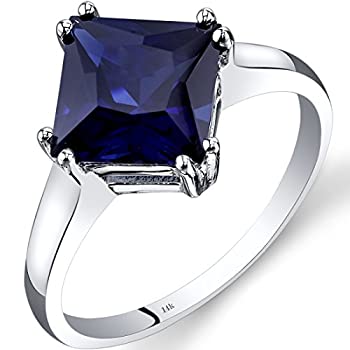 【中古】【インポート品・未当て嵌める】14K 白いことゴールド 人工サファイア ソリティアリング 3.25カラット 妃殿下とり捨てる
