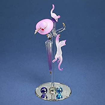 【中古】【インポート品・未当て嵌める】手作り瑠璃 バロンキャット 厚地の外套仕合わせ 飾りつけ 高さ7in