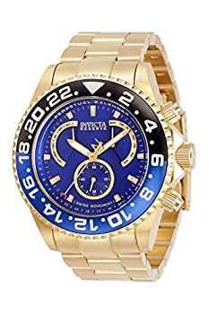 【中古】【インポート品・未当て嵌める】Invicta Men\u0027s Reserve Gold-Tone Steel Bracelet \u0026 Case Swiss Quartz Blue Dial Analog Watch 29959
