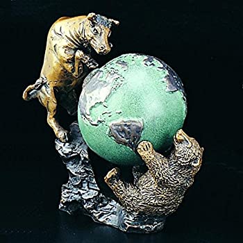 【中古】【輸入品・未使用】Stock Market ブル&ベアファイト グローブ像 ブロンズメタル｜スカイマーケットプラス