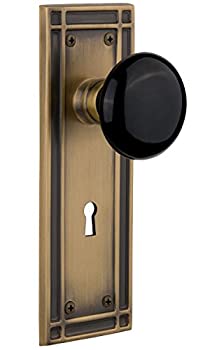 【中古】【輸入品・未使用】Nostalgic Warehouseミッションプレートwith Keyholeブラック磁器ノブ Mortise - 2.25%ﾀﾞﾌﾞﾙｸｫｰﾃ% 716350 1