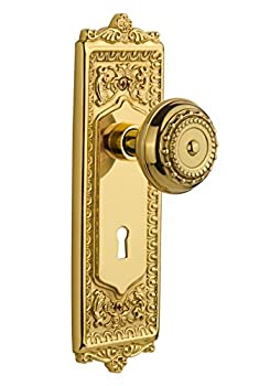 【中古】【輸入品・未使用】Nostalgic Warehouse エッグ&ダーツプレート キーホールメドウノブ パッセージ - 2.36インチ 光沢真鍮