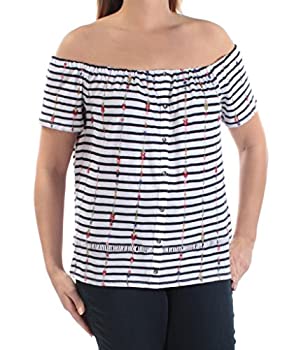 【中古】【輸入品・未使用】ラッキーブランドWomen  Stripe Off The Shoulder Top