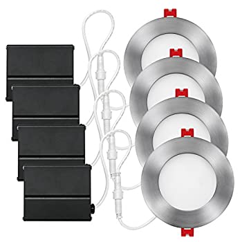 【中古】【輸入品・未使用】Globe Electric 4インチ LED 統合ウルトラスリム 埋め込み式照明キット 4個パック 9ワット エネルギースター IC定格 調光機能付き ウェット定格｜スカイマーケットプラス
