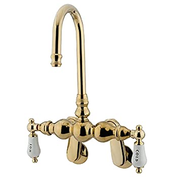 【中古】【輸入品・未使用】Kingston Brass Cc85T2 Wall Mount Clawfoot Tub Filler - Polished Brass Finish