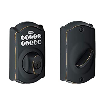 【中古】【輸入品・未使用】Schlage BE365-CAM Camelot 電子キーパッド シングルシリンダー デッドボルト エイジドブロンズ 1 BE365CAM716 1|スカイマーケットプラス