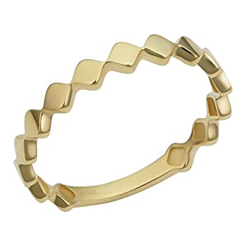 【中古】【輸入品・未使用】KoolJewelry 14Kイエローゴールド ミニマリスト 3.1mm 幾何学リング