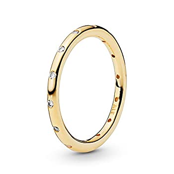 【中古】【インポート品・未当てはめる】Pandora Jewelry シンプルスパークリングバンド キュービックジルコニアリング ゴールド 14K 大いさ4.5