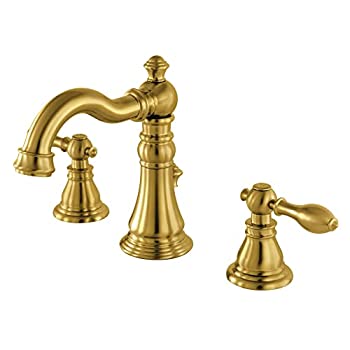 【中古】【輸入品・未使用】Kingston Brass FSC1973ACL アメリカンクラシック8インチワイド洗面所蛇口 小売ポップアップ付き 5-5/16インチ サテン真鍮