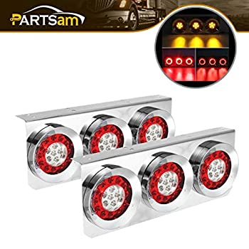 【中古】【輸入品・未使用】Partsam 54LEDトラックトレーラーテールライトバー クロム鉄ブラケットベース 防水 24V 4インチ ラウンドLEDトレーラーテールライトバー ストッ｜スカイマーケットプラス