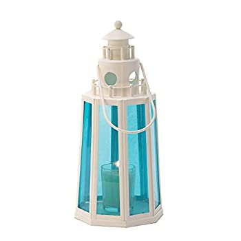 【中古】【輸入品・未使用】Home Locomotion 10015217 Blue And White Lighthouse Candle Lantern