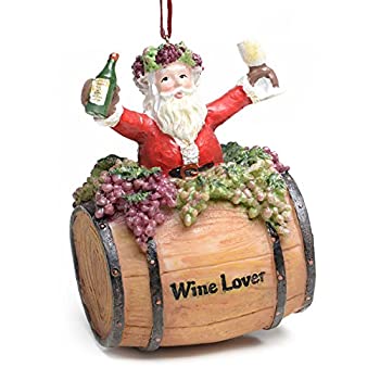 【中古】【輸入品・未使用】Kurt Adler 4インチ ワイン樽の上のサンタ %ﾀﾞﾌﾞﾙｸｫｰﾃ%Wine Lovers%ﾀﾞﾌﾞﾙｸｫｰﾃ% クリスマスオーナメント｜スカイマーケットプラス