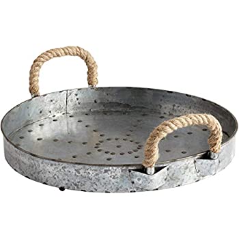 【中古】【輸入品・未使用】シアン照明05819?Colonialロープ???16.5?%ﾀﾞﾌﾞﾙｸｫｰﾃ%装飾ハンドルトレイ、Raw Steel Finish
