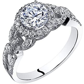 【中古】【輸入品・未使用】Peora 14Kホワイトゴールド キュービックジルコニア 婚約指輪 1.00カラット センターサイズ 4~10