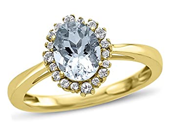 【中古】【インポート品・未当てはめる】10?KT 8?x 6?粍楕円面形真っただ中石ころとホワイトトパーズアクセントストーンヘイローリング