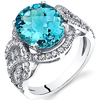 【中古】【インポート品・未当て嵌める】スイスブルートパーズヘイローStatement Ring インチ 14?K白いことゴールド4.00カラット