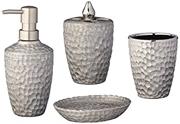 【中古】【輸入品・未使用】Accent Plus 10018258 Hammered Porcelain Bath Set%ｶﾝﾏ% Texture Silver