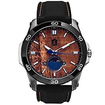 【中古】【輸入品・未使用】「The Castaway」ハワイアンコアウッドウォッチ (直径47mm、クロムとブラックのシリコンバンド)