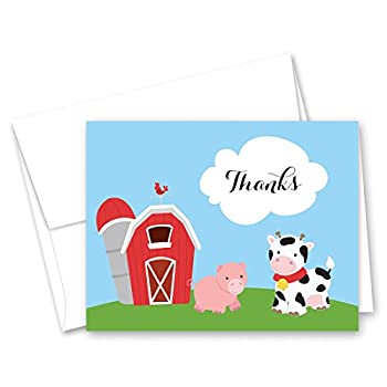 【中古】【輸入品・未使用】50 Cnt Fun Farm Animals Baby Thank You Cards|スカイマーケットプラス