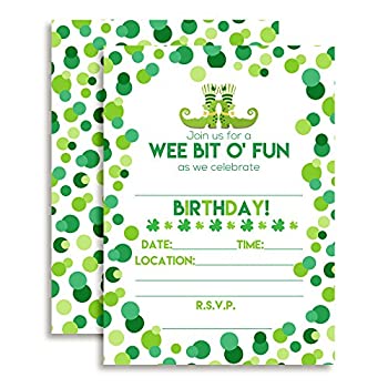 【中古】【輸入品・未使用】St. Patrick's Day Themed Birthday Party Fill In Invitations set of 10 with envelopes