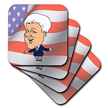 【中古】【輸入品・未使用】Edmond Hogge Jr大統領???Bill Clinton Withアメリカ国旗???コースター set-of-4-Soft cst_60090_1