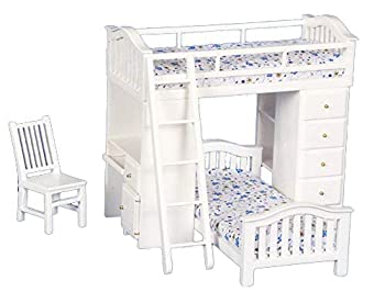 【中古】【輸入品・未使用】Dollhouse Miniature Student's Bunkbed Loft in White｜スカイマーケットプラス