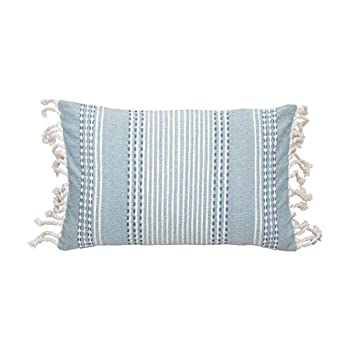 【中古】【輸入品・未使用】Foreside Home & Garden 14X22 手織り ナイラブルー 枕 ホワイト|スカイマーケットプラス