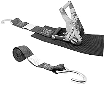 【中古】【輸入品・未使用】CustomTieDowns 2インチ x 10フィート ステンレススチールラチェット バックル下の保護パッド 両端にステンレススチールSフック (ブラック)｜スカイマーケットプラス
