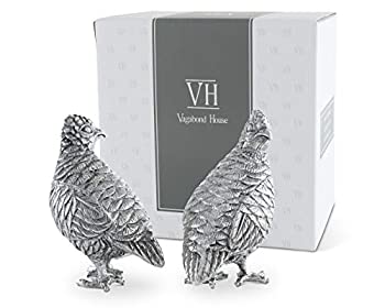 【中古】【輸入品・未使用】Vagabond House ピューター メタル ブラック 森 自然 立っているウズラ 塩コショウシェイカーセット 高さ3.5インチ