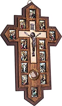 【中古】【インポート品・未当てはめる】Three Layers with Olive Wood Crucifix - icon showing 14 Stations of the Cross.