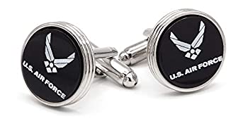 【中古】【輸入品・未使用】JJ Weston カフリンクス アメリカ空軍記章が刻印されたオニキス アメリカ製