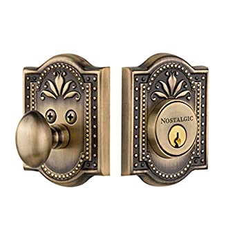 【中古】【輸入品・未使用】Nostalgic Warehouse 726061 Meadows Plate single Cylinder Deadbolt Meadows Door Knob In Antique Brass%ｶﾝﾏ% by Nostalgic Warehouse｜スカイマーケットプラス