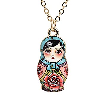 【中古】【輸入品・未使用】Spinningdaisy Folk Art Russian Doll Babushkaネックレス