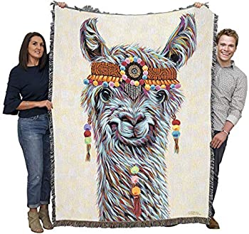 【中古】【輸入品・未使用】Hippie Llama - Carolee Vitaletti - コットン織ブランケットスロー - 米国製 (72x54)