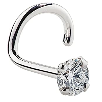 【中古】【輸入品・未使用】(1.5mm (0.015 ct. tw.)) - FreshTrends Diamond Nose Stud 14K White Gold Nose Ring Twist Screw 20 Gauge I1 Clarity|スカイマーケットプラス