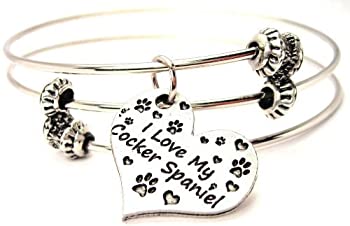 【中古】【輸入品・未使用】I Love My Cocker Spaniel拡張可能なトリプルワイヤ調整可能ブレスレットMade in the USA
