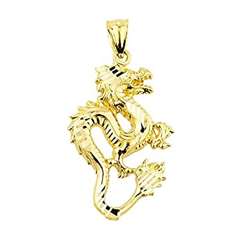 【中古】【輸入品・未使用】Chinese Dragon 10?Kイエローゴールドチャームペンダント