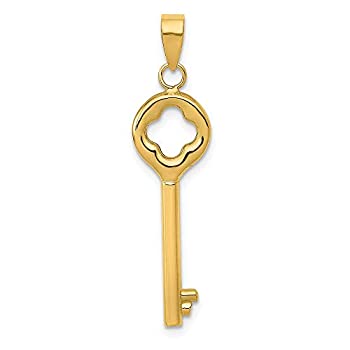 【中古】【輸入品・未使用】14?Kイエローゴールドクローバートップラウンドキーペンダント、8?mm
