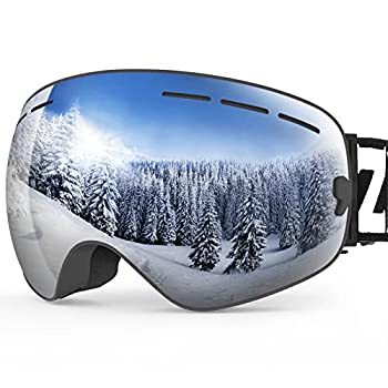 【中古】【輸入品・未使用】Zionor スキースノーボード用 雪眼鏡 OTGデザイン 球面 着脱式 レンズ UV保護 防曇 A1-ライチョウ X ブラックフレーム Revo シルバーレンズ VLT