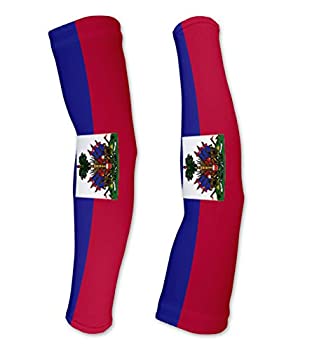 【中古】【インポート品・未当て嵌める】(Medium) - Haiti Flag Compression Arm Sleeves UV Protection Unisex - Walking - Cycling - Running - Golf - Baseball - Basketball