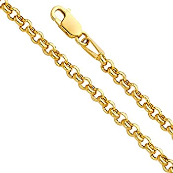 【中古】【インポート品・未当て嵌める】14K 写実的黄色または白いことゴールド がら明き 2.5粍 クラシックロロチェーンブレスレット ロブスタークロウクラスプ付き添い人